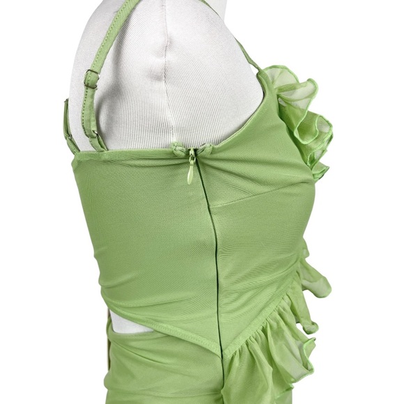 Oh Polly Ivelisse Ruffle Trim Asymmetric Dress in Green Size 6 - Picture 10 of 11